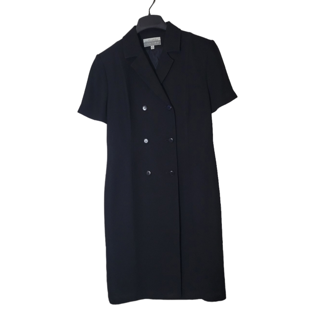 Casual Corner 90's Rich Black Double Breasted Formal Style Dress Size 6
